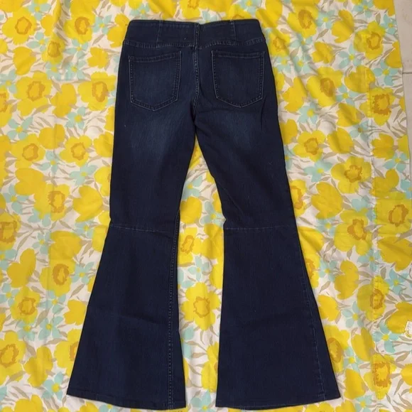 Free People Dark Blue Flared Pull On Jeans Sz 28 - Picture 4 of 4